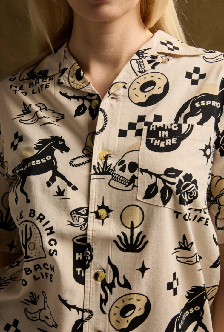 Cowboy Coffee Button-Up Shirt