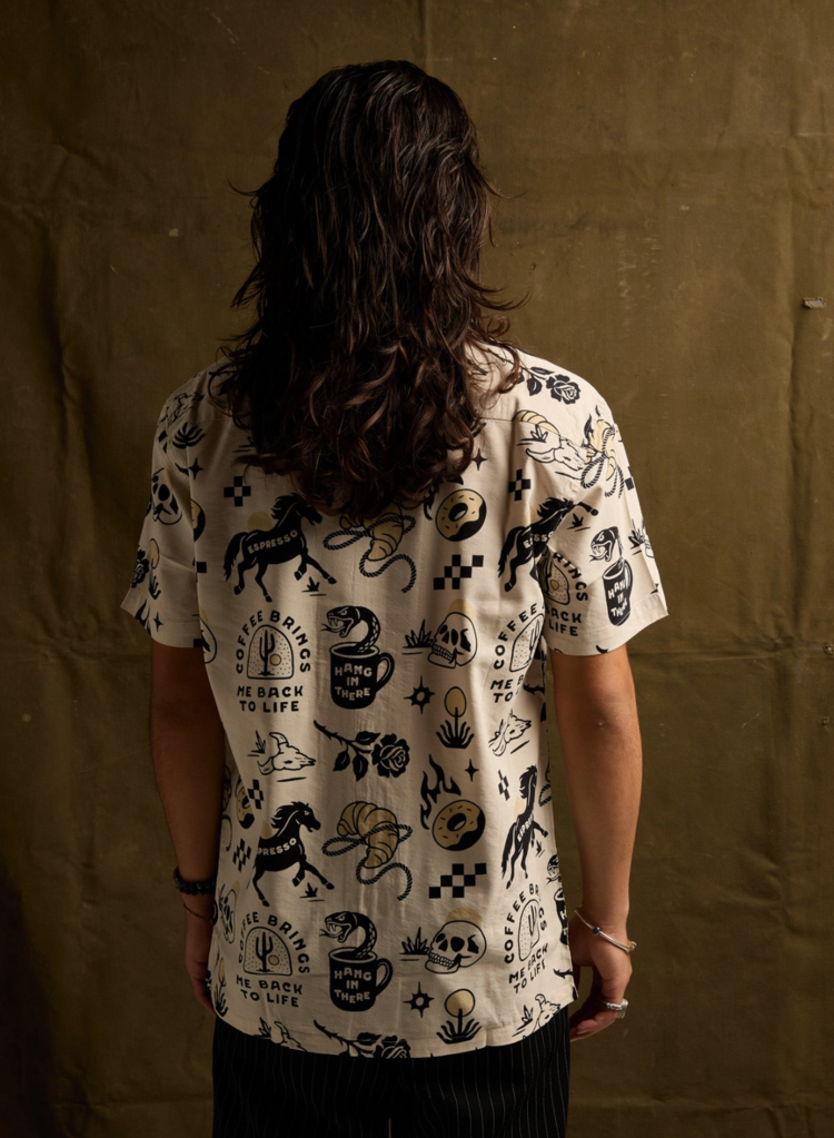 Cowboy Coffee Button-Up Shirt