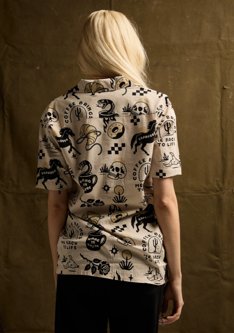 Cowboy Coffee Button-Up Shirt
