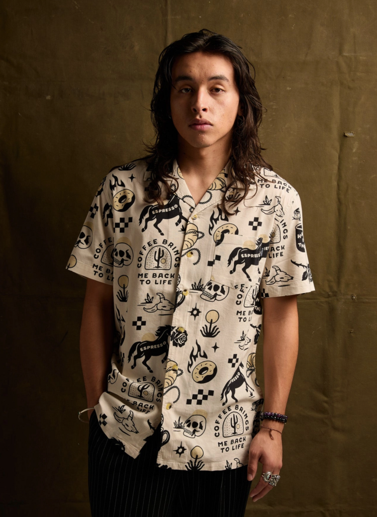 Cowboy Coffee Button-Up Shirt