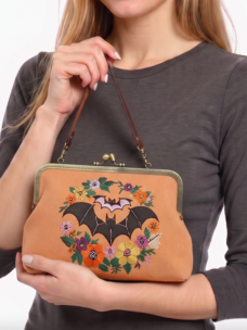 Floral Bat Kiss Lock Bag Orange
