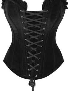 Black Velvet Lace Up Ruffle Trim Corset