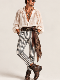 Striped Slim Leg Pants Black/White