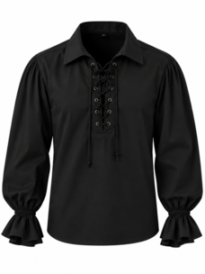 Lace Up Balloon Sleeve Pirate Shirt