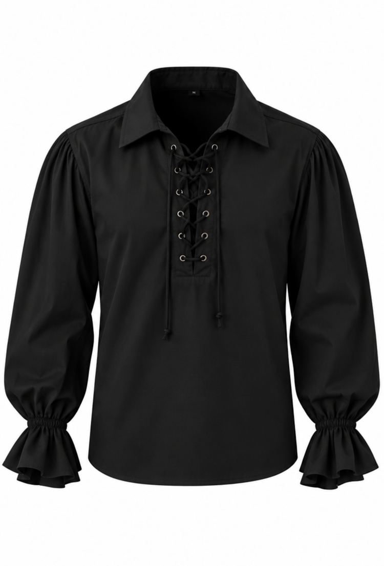 Lace Up Balloon Sleeve Pirate Shirt