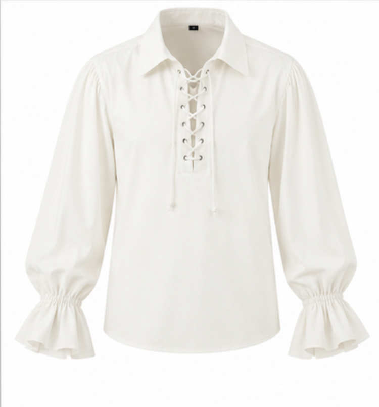 Lace Up Balloon Sleeve Pirate Shirt