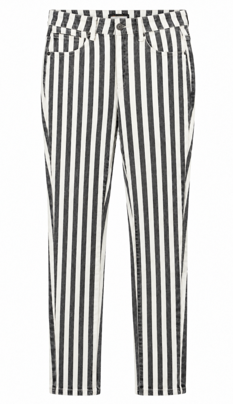 Striped Slim Leg Pants Black/White