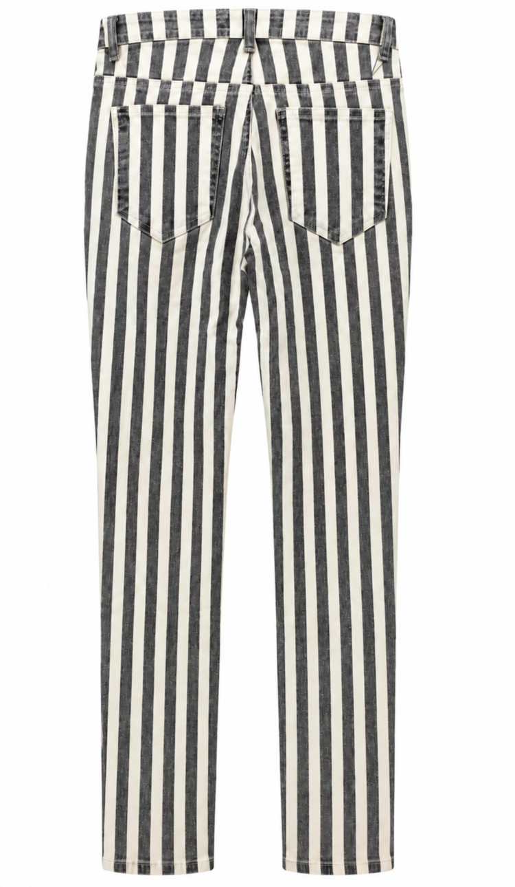 Striped Slim Leg Pants Black/White
