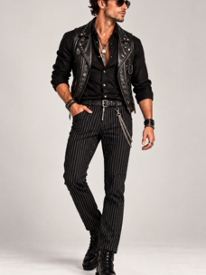 Punk Pinstripe Slim Leg Pants Black/White
