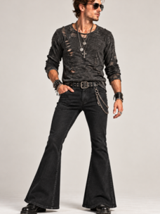 Denim Flare Pants Black