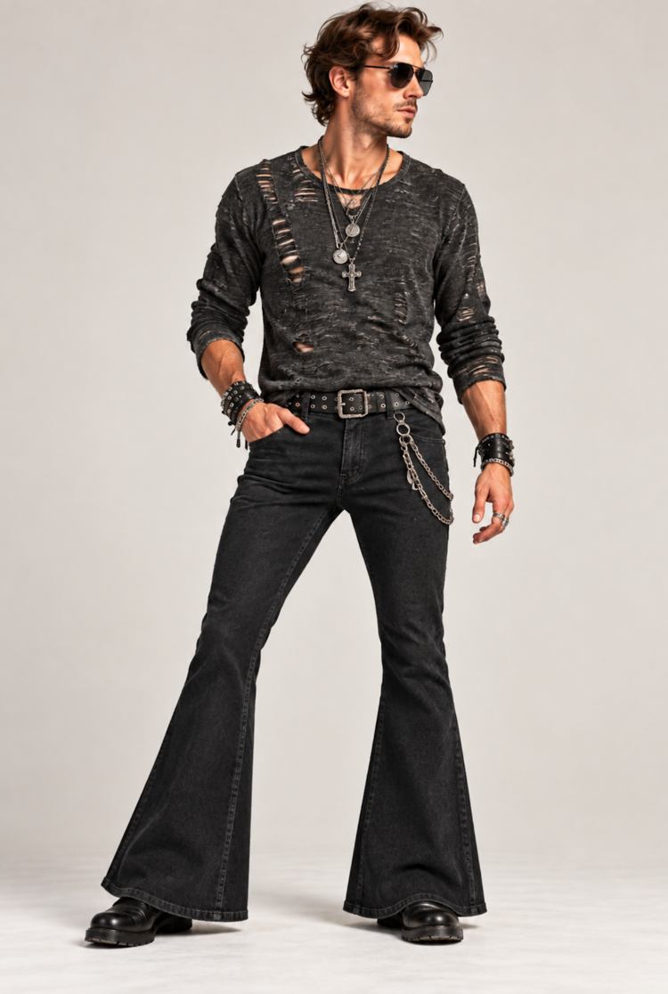 Denim Flare Pants Black
