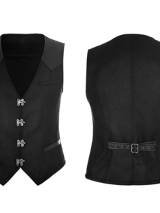 Black Goth Vest w/ Silver Buckles