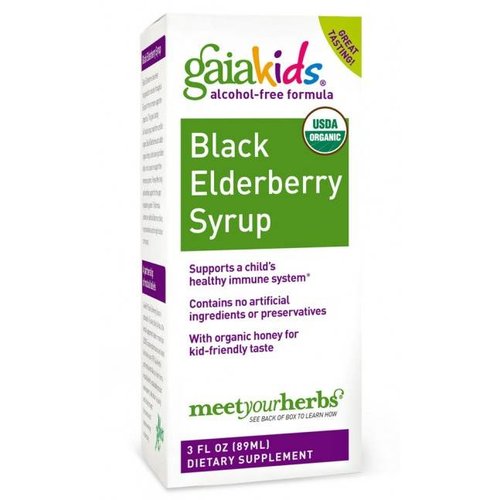 GAIA HERBS Gaia Kids Black Elderberry Syrup, 3oz.