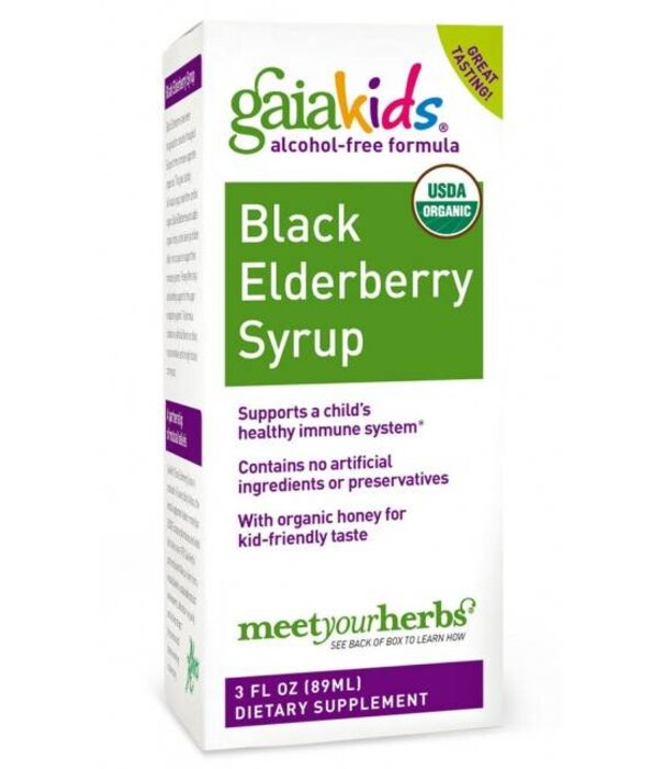 GAIA HERBS Gaia Kids Black Elderberry Syrup, 3oz.