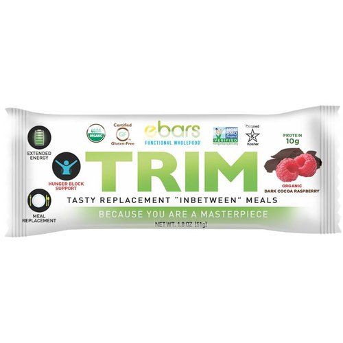 ebars TRIM Bar, Dk Cocoa Raspberry, Organic 1.8oz.
