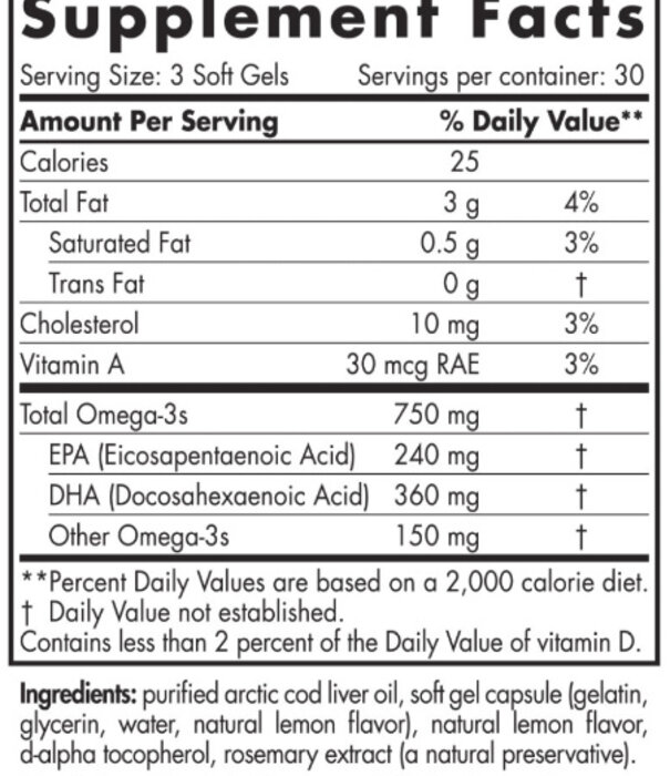 Nordic Naturals Nordic Naturals Arctic Cod Liver Oil Lemon, 90ct