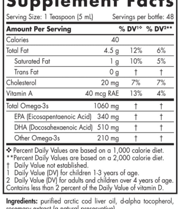 Nordic Naturals Nordic Naturals Arctic Cod Liver Oil, Unflavored, 8oz.