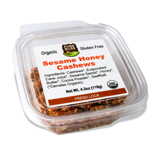 Pure Bliss Pure Bliss Organics Sesame Honey Cashews, 4.2oz. Pure Bliss Pure Bliss Organics Sesame Honey Cashews, 4.2oz.