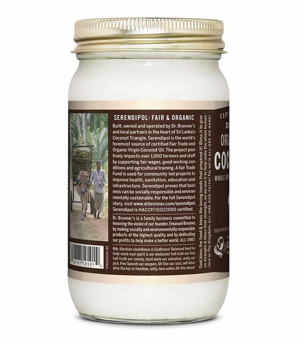 Dr. Bronner's Dr. Bronner's Coconut Oil, Virgin, Whole Kernel, Organic, 14oz.