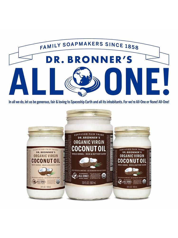 Dr. Bronner's Dr. Bronner's Coconut Oil, Virgin, White Kernel, Organic, 14oz.