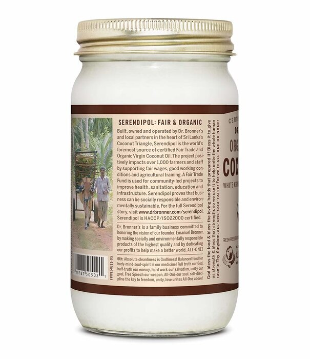 Dr. Bronner's Dr. Bronner's Coconut Oil, Virgin, White Kernel, Organic, 14oz.