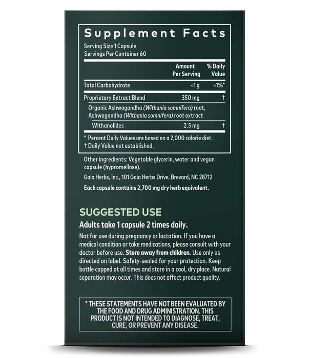GAIA HERBS Gaia Ashwagandha, 60cp