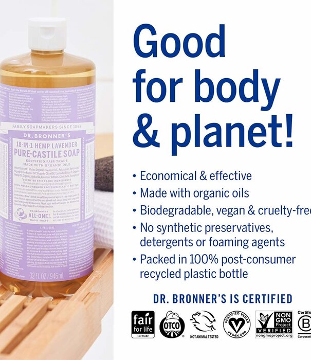 Dr. Bronner's Dr. Bronner's Pure Castile Liquid Soap, Lavender, 32oz. - KEHE
