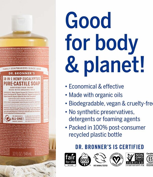 Dr. Bronner's Dr. Bronner's Pure Castile Liquid Soap, Eucalyptus, 16oz.