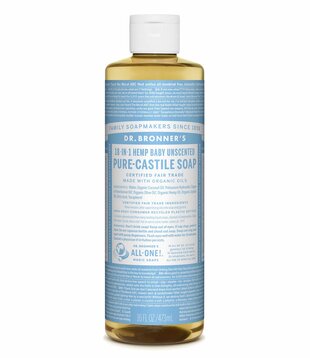 Dr. Bronner's Pure Castile Liquid Soap, Unscented Baby Soap, 16oz.