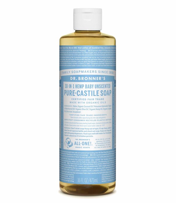 Dr. Bronner's Dr. Bronner's Pure Castile Liquid Soap, Unscented Baby Soap, 16oz.