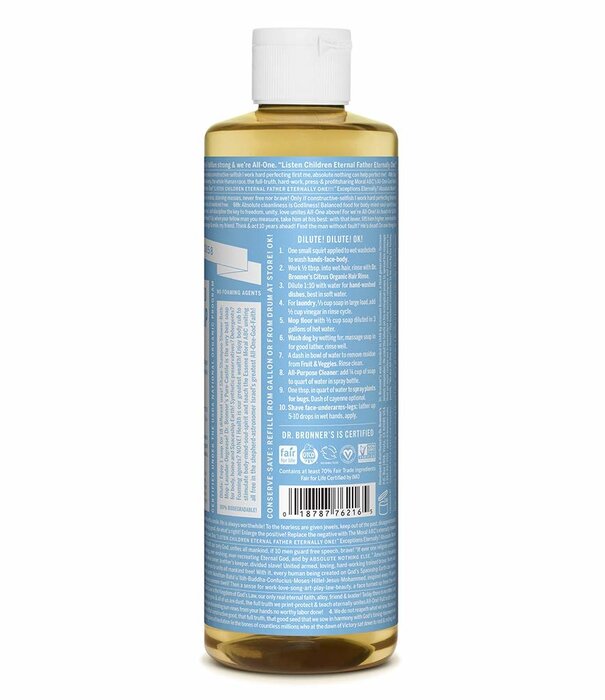Dr. Bronner's Dr. Bronner's Pure Castile Liquid Soap, Unscented Baby Soap, 16oz.