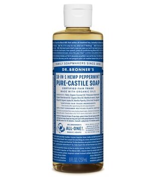 Dr. Bronner's Pure Castile Liquid Soap, Peppermint, 8oz.