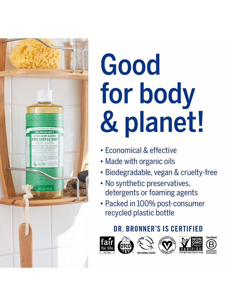 Dr. Bronner's Dr. Bronner's Pure Castile Liquid Soap, Almond, 16oz.