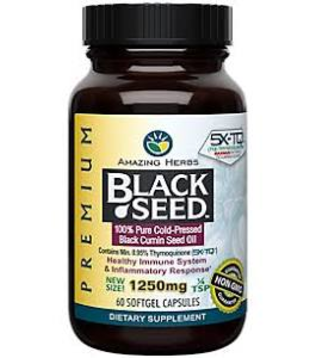 Amazing Herbs Black Seed Oil 1250mg, 60sg. - T