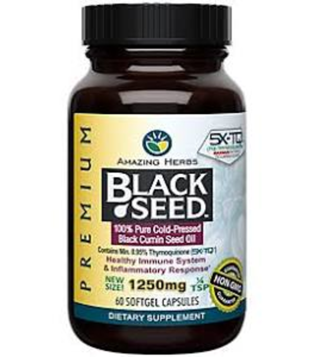 AMAZING HERBS Amazing Herbs Black Seed Oil 1250mg, 60sg. - T