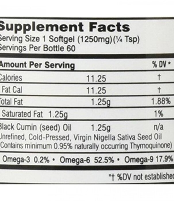 AMAZING HERBS Amazing Herbs Black Seed Oil 1250mg, 60sg. - T