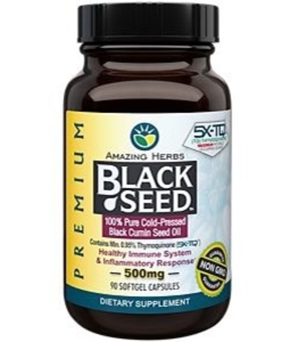 AMAZING HERBS Amazing Herbs Premium Black Seed Oil 500mg, 90sg