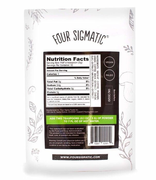 FOUR SIGMATIC Four Sigmatic Mushroom Green Coffee, Chaga & Maitake, 1oz Instant