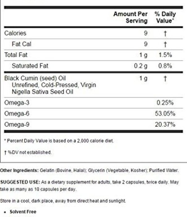 AMAZING HERBS Amazing Herbs Premium Black Seed Oil 500mg, 90sg