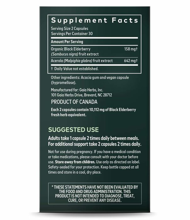 GAIA HERBS Gaia Black Elderberry, 60cp