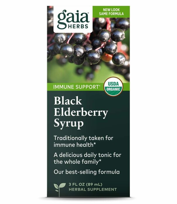 GAIA HERBS Gaia Black Elderberry Extra Strength Syrup, 3oz.