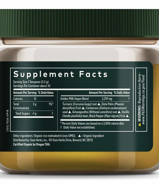GAIA HERBS Gaia Golden Milk, 4.3oz.