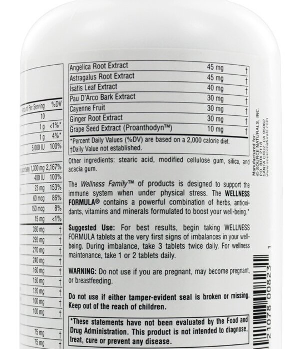 Source Naturals Wellness Formula, 180t