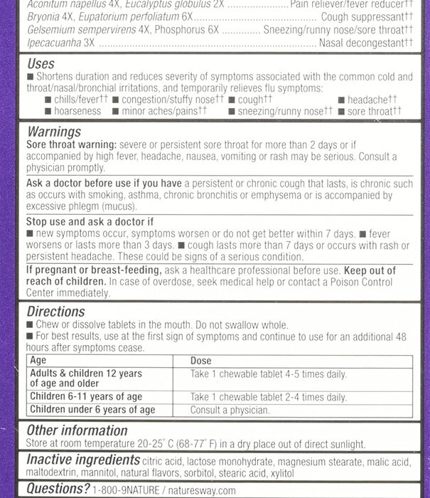 Nature's Way Umcka Cold + Flu Chewables, 20t