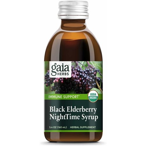 GAIA HERBS Gaia Black Elderberry Night Time Syrup, 5.4oz.