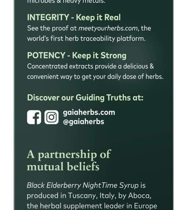 GAIA HERBS Gaia Black Elderberry Night Time Syrup, 5.4oz.