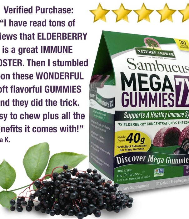 Nature's Answer Nature's Answer Sambucus Mega Gummies 7X Elderberry, 30ct