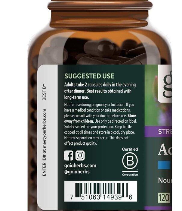 GAIA HERBS Gaia Adrenal Health Nightly Restore, 120cp