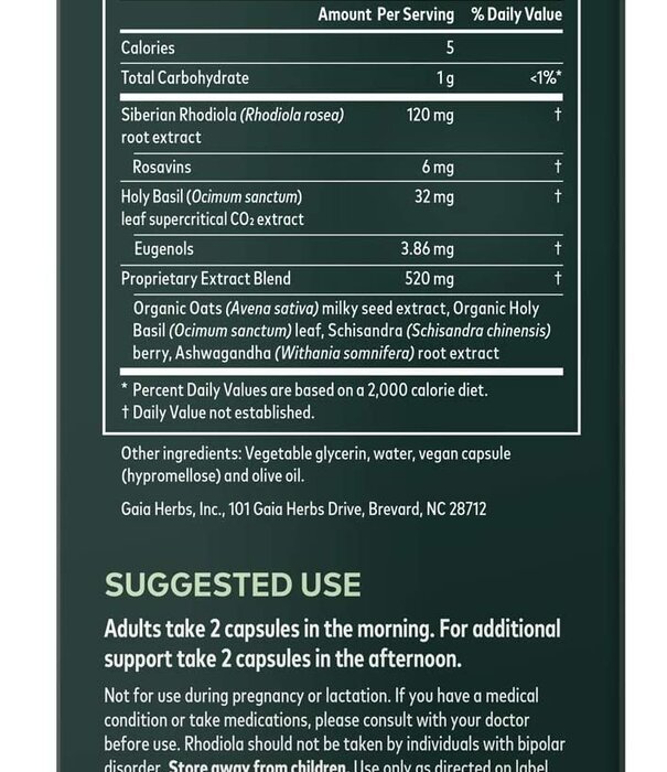 GAIA HERBS Gaia Adrenal Health Daily Support, 60cp