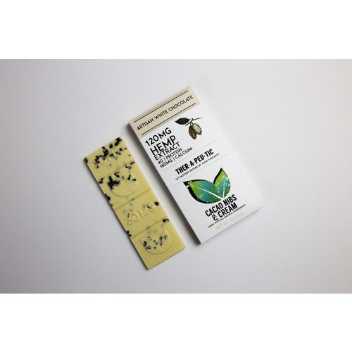 THERAPEUTIC TREATS Therapeutic Treats THC Free Cacao Nibs & Cream White Chocolate, 120mg, 2oz. disco THERAPEUTIC TREATS Therapeutic Treats THC Free Cacao Nibs & Cream White Chocolate, 120mg, 2oz. disco
